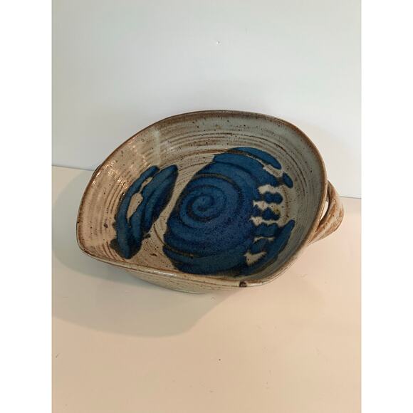 Rare Richard Sanderson Toad Hill Pottery NH Vegetable Serving Dish Blue JL - Picture 1 of 10